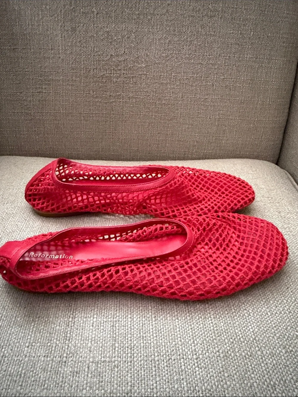 Reformation Britt Mesh Ballet Flat Red - Size 9